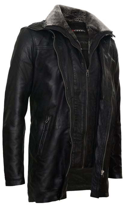 Removable Collar Mid Length Warm Jacket