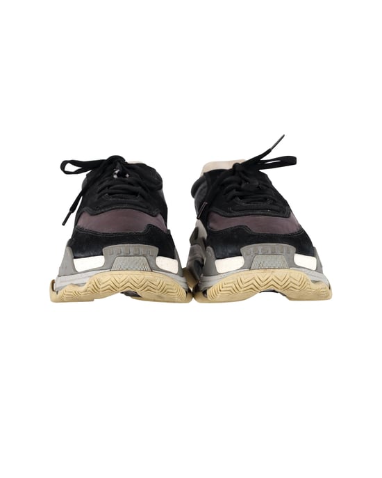 Balenciaga Triple S Sneakers in Black and Burgundy Suede - Image 2