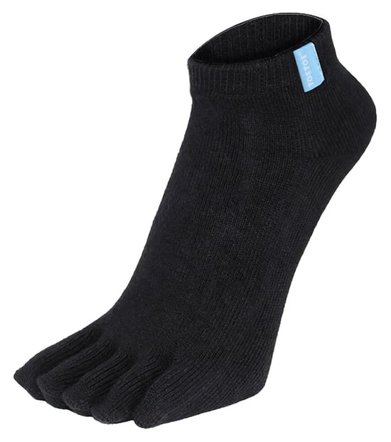 TOETOE - Mens & Ladies Essential Moisture Wicking Cotton Ankle Toe Socks - Black - Image 1