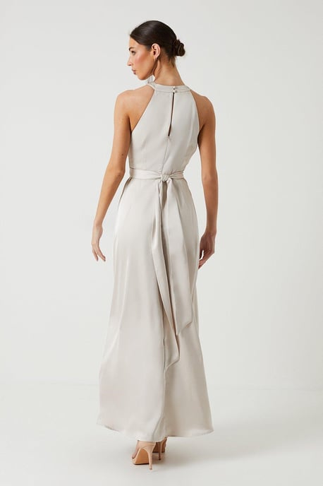 Twist Halterneck Satin Bridesmaids Dress - Image 3