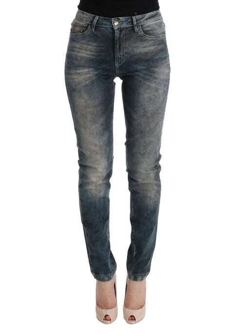 Cavalli Women's Blue Wash Cotton Blend Slim Fit Jeans