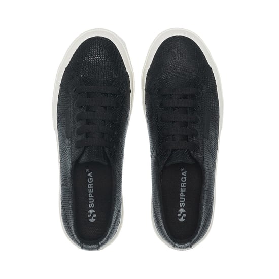 Superga Womens/Ladies 2750 Snake Print Grain Leather Trainers (Black/Avorio) - Image 4
