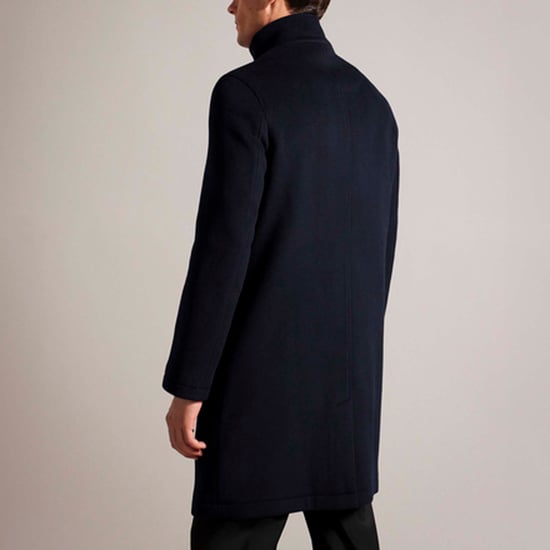 Heren Ted Baker Ederson Wollen Blend Trechterhals Mantel in Navy - Image 2