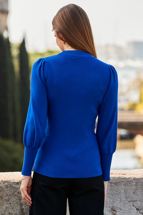 Cobalt Blue Gathered Sleeve Jumper