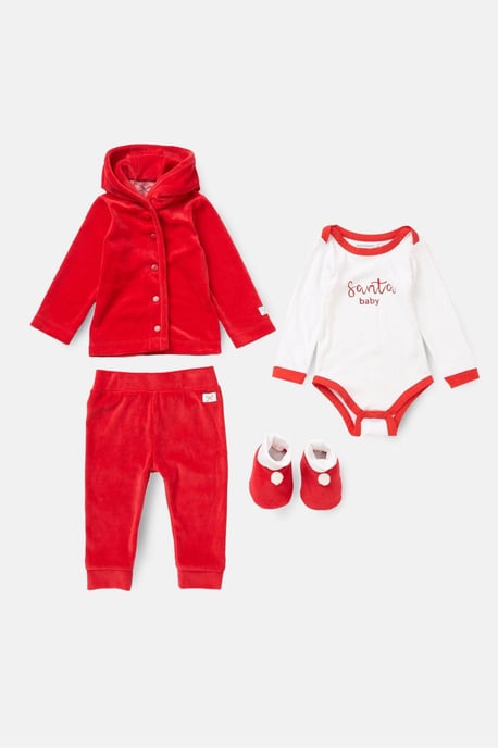 Rune Red Santa Baby Velour Set