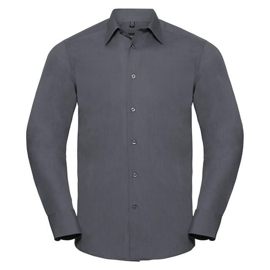 Russell Collection Mens Polycotton Easy-Care Long-Sleeved Formal Shirt (Convoy Grey) - Image 1