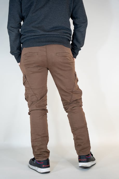 Cliff Mens Cargo Trousers Brown Slim Fit