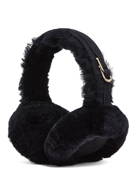 Womens Winter Super Soft Fluffy Black Ear Muffs Warm and Cozy Ear Warmers