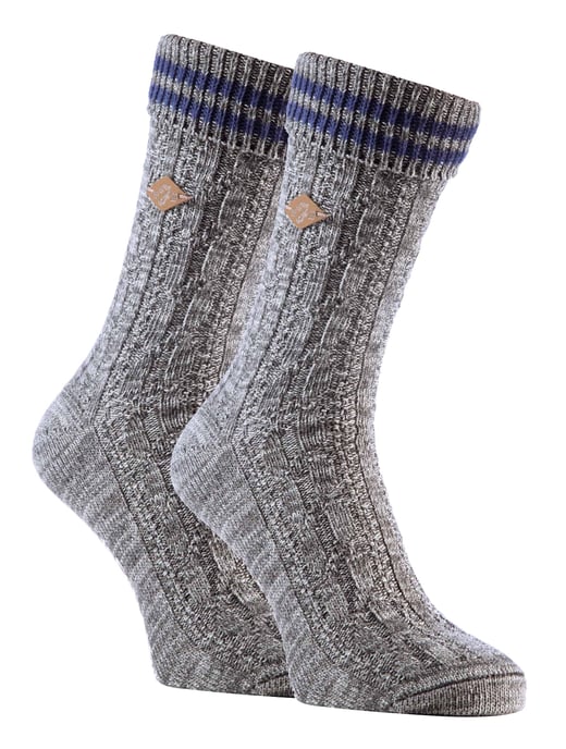 2-pack Heren Katoenen Kabelgebreide Boot Dress Sokken met Omgeslagen Top - Image 1