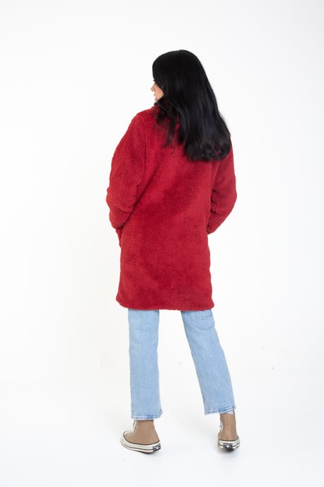 Faux Fur Longline Teddy Overcoat
