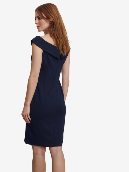 Goldie Short Off The Shoulder Sheath Dress With Ruched Waist And Embellishmnet Detail