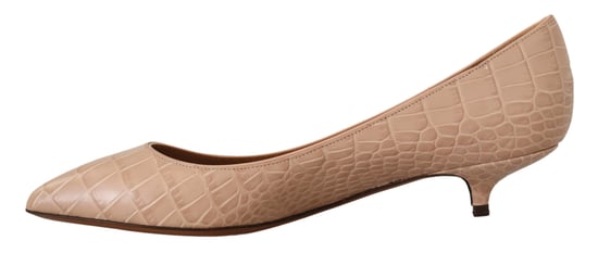 Dolce & Gabbana Beige Leather Kitten Heels Pumps Women's Shoes - Image 4