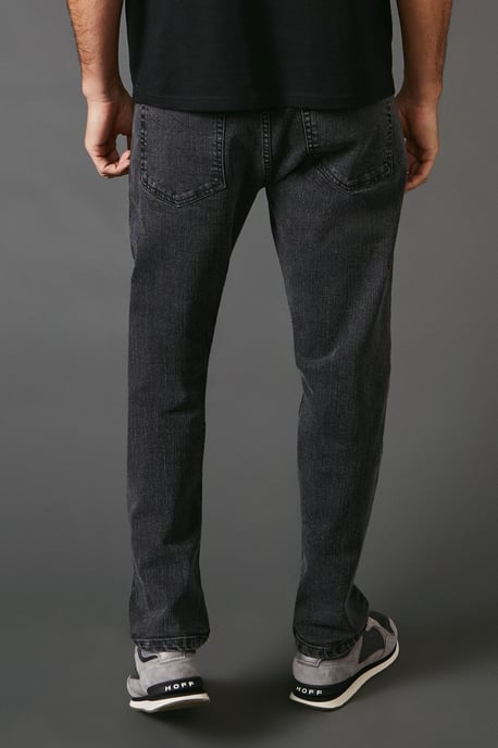 Washed Black Stretch Straight Fit Jeans