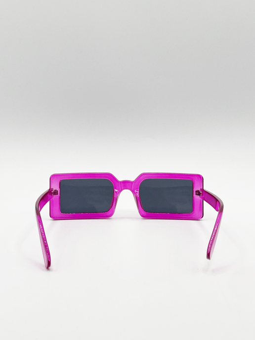 Square Frame Sunglasses in Hot Pink with Black Lens