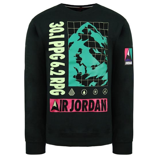Nike Air Jordan Long Sleeve Crew Neck Black Pullover Mens Sweaters CT3492 010