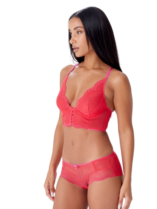 Superboost Lace Deep V Bralet - Rose Red