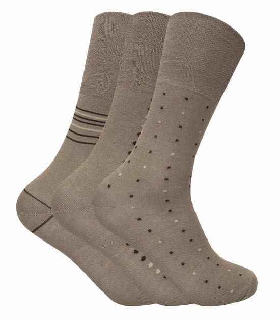 Set van 3 mes ademende, sokken zonder elastiek bamboesokken - Beige - Image 1