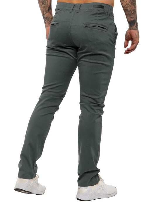 Enzo | Heren Slim Fit Stretch Chino Jeans - Grijs - Image 3