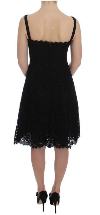 Dolce & Gabbana Women's Black Floral Lace Shift Knee Length Dress - Image 3