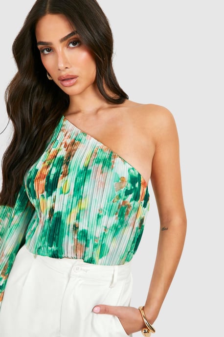 Petite Pleated Wide Angel Sleeve Bodysuit