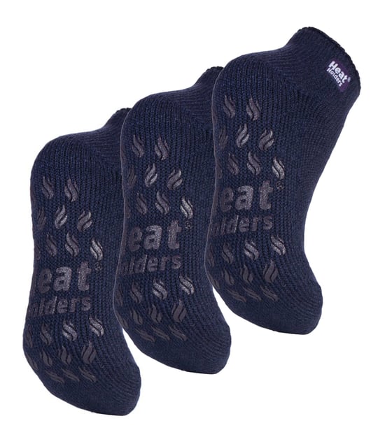 Värmehållare - 3 par Multipack Ladies Ankle Slipper Socks med Grippers - Deepest Plum - Image 1