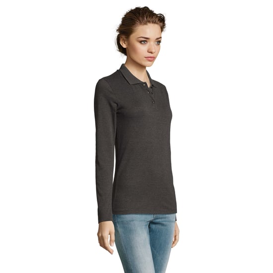 SOLS Dames/dames Perfecte Lange Mouw Pique Polo Shirt (Houtskool mergel) - Image 6