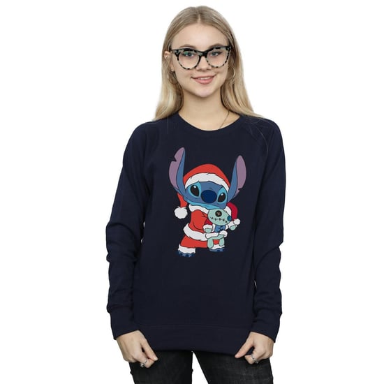 Disney Womens/Ladies Lilo And Stitch Stitch Christmas Sweatshirt (Navy Blue)