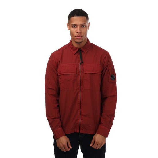 Men's C.P. Company Tayon L Ziped Shirt in Red