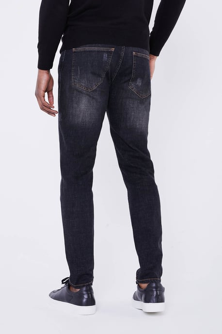 Black 'Monford' Cotton Stretch Straight Leg Denim Black Wash Jeans