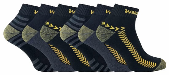 6 Pairs Mens Cotton Anti Sweat Low Cut Work Socks for Steel Toe Boots - Image 1