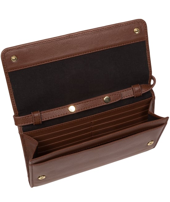 'Saffron' Dark Tan Nappa Leather Cross Body Clutch Bag