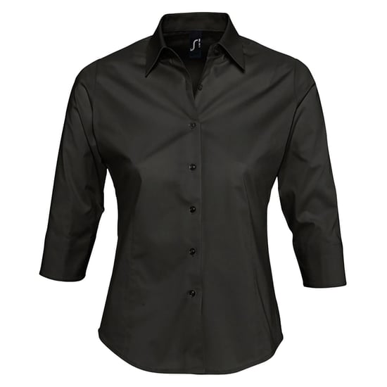 SOLS Womens/Ladies Effect 3/4 Sleeve Fitted Work Shirt (Black) - Image 1