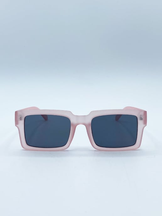 Square Frame Sunglasses in Matte Pink with Black Lenses