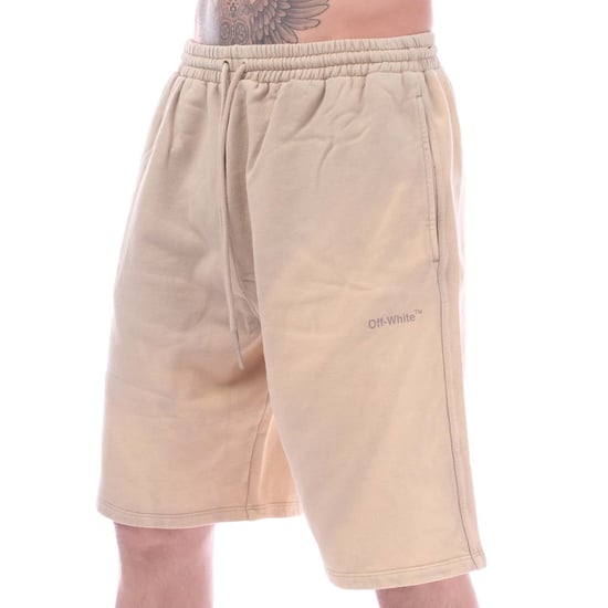 Men's Off White Diagonal Tab Vintage Skate Sweat Shorts in Sand - Image 1