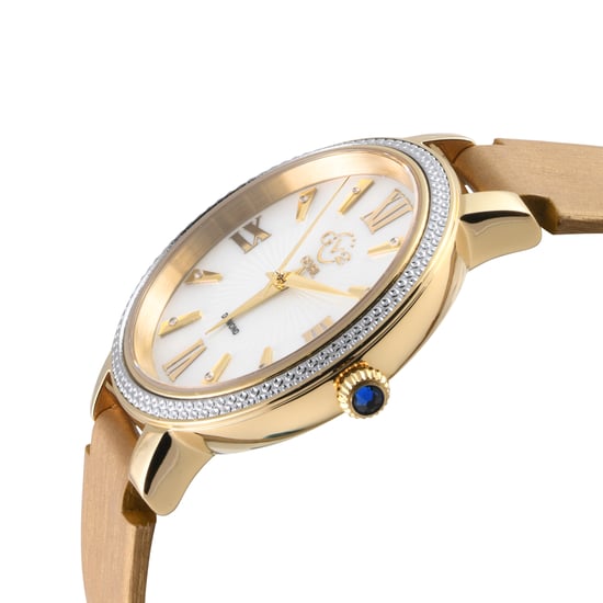 GV2 Women's Genoa 12532S Swiss Quartz Mother of Pearl Diamond Beige Leather Watch - Image 3