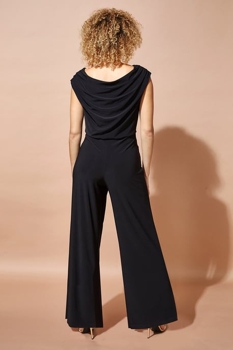 Cowl Neck Ruched Stretch Jumpsuit