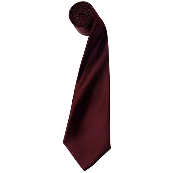 Premier Mens Plain Satin Tie (Narrow Blade) (Pack of 2) (Burgundy) - Image 1