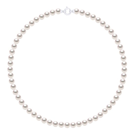 Necklace Prestige Row of Real Cultured Pearls Akoya Japanese Certified Round 6-7 mm