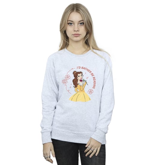 Disney Womens/Ladies Beauty And The Beast I´d Rather Be Reading Sweatshirt (Sports Grey) - Image 2