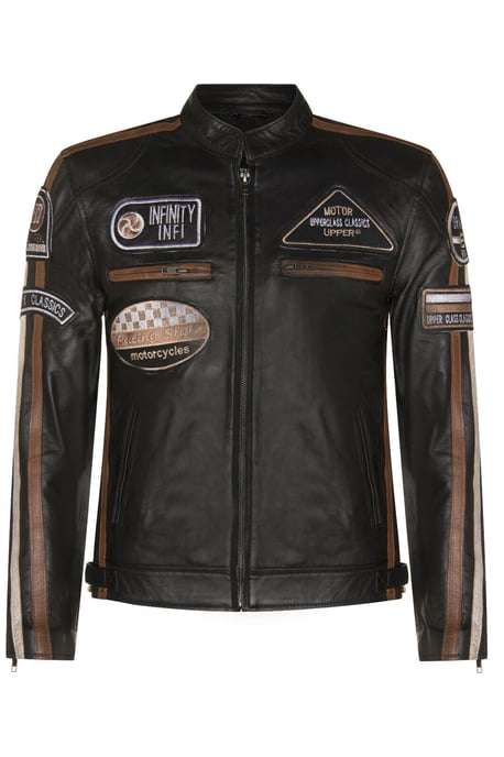 Zipped Leather Racing Biker Moto Jacket