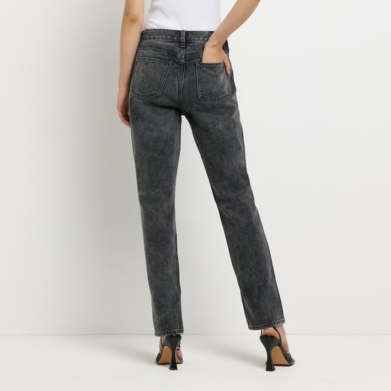 River Island Womens Straight Jeans Black High Waisted