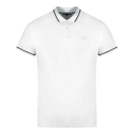 Cavalli Class Twinned Tipped Collar White Polo Shirt - Image 1