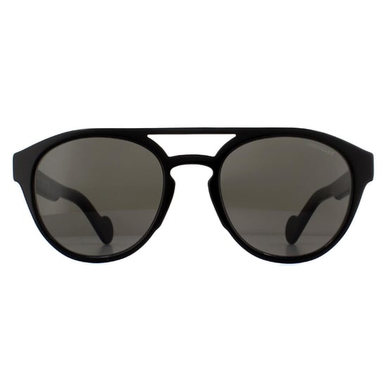 Moncler Round Unisex Shiny Black Smoke Sunglasses