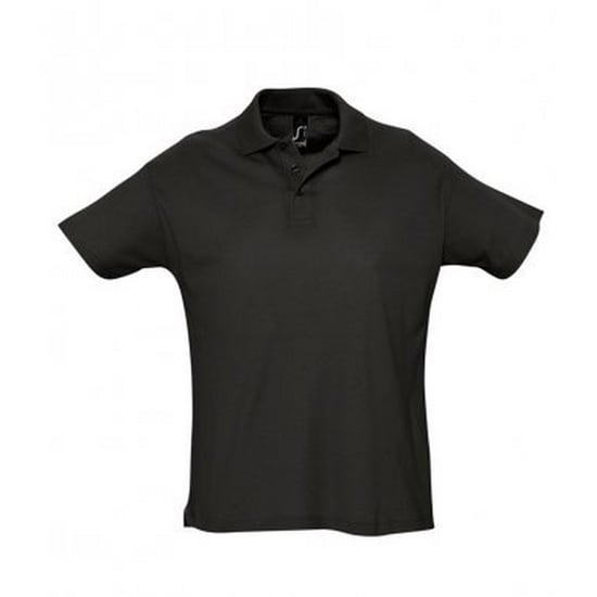 SOLS Mens Summer II Pique Short Sleeve Polo Shirt (Black) - Image 1