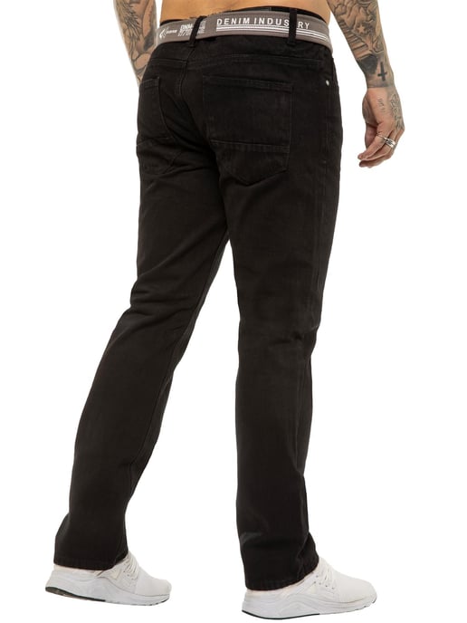 Enzo | Mens Designer Regular Fit Denim Jeans -Black