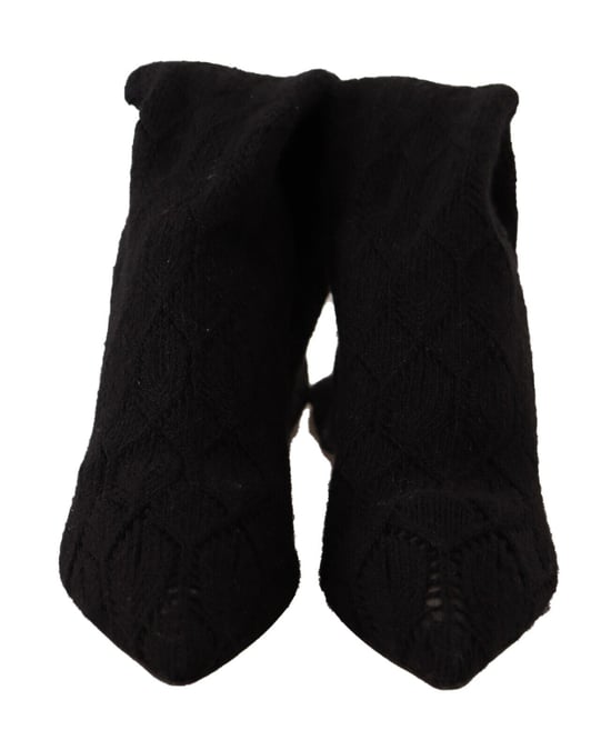 Dolce & Gabbana Dames Zwarte Stretch Kousen Kniehoog Enkellaarsjes - Image 2