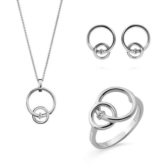 Orphelia 'Antoine' Women's 925 Sterling Silver Set: Necklace + Earrings + Ring - Silver SET-7503 - Image 1