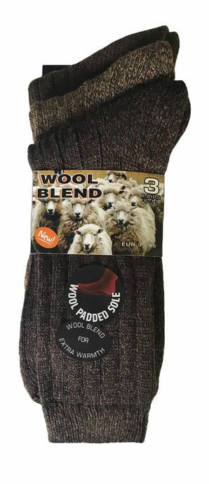 3 Pairs Mens Cushioned Sole Wool Blend Walking Hiking Socks for Boots - Image 2
