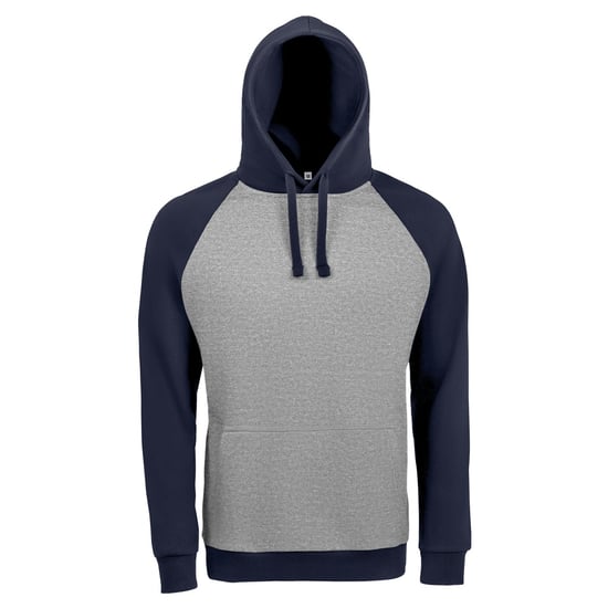 SOLS Unisex Seattle Contrast Raglan Hoodie (Grijze Marl/Franse marine) - Image 1