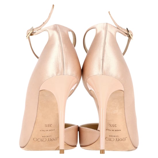 Jimmy Choo Lucy 100 Pointy Toe Pumps in Nude Satin - Image 4